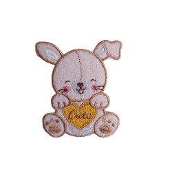 Iron-on Patch - Pink Rabbit with Heart